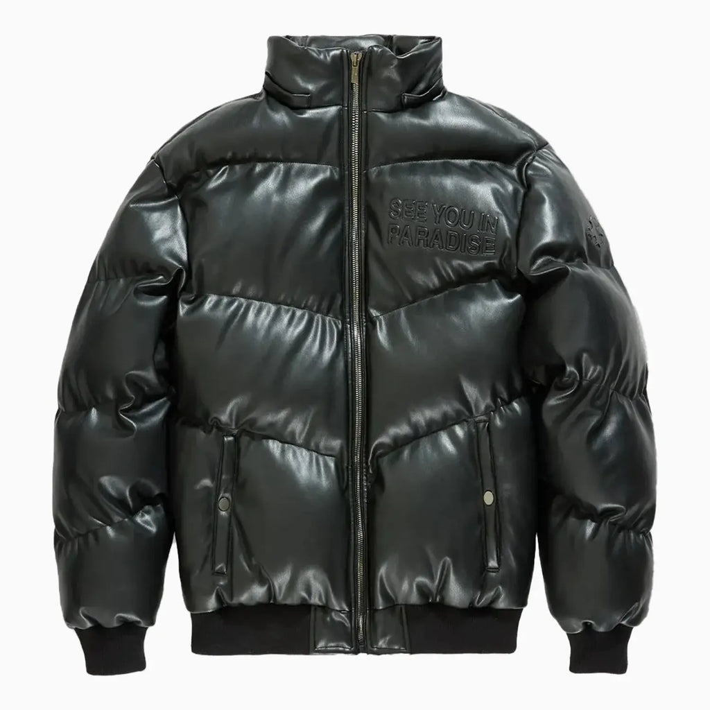 Chaqueta de plumón de PU con relieve SYIP para hombre