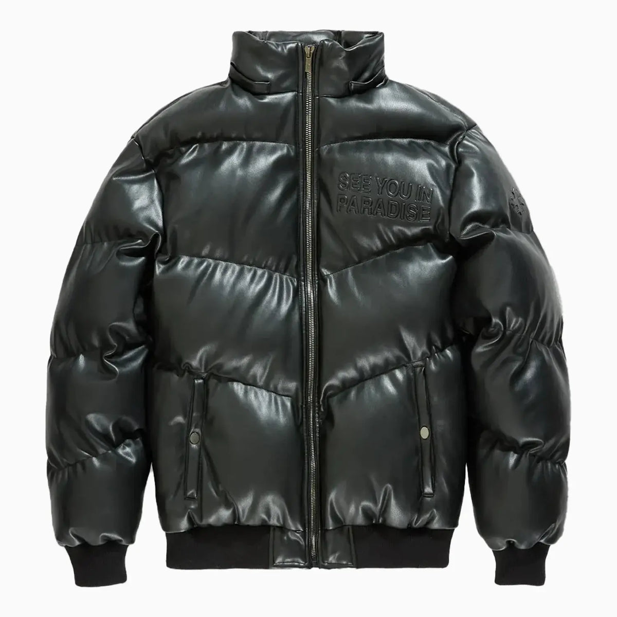 Chaqueta de plumón de PU con relieve SYIP para hombre
