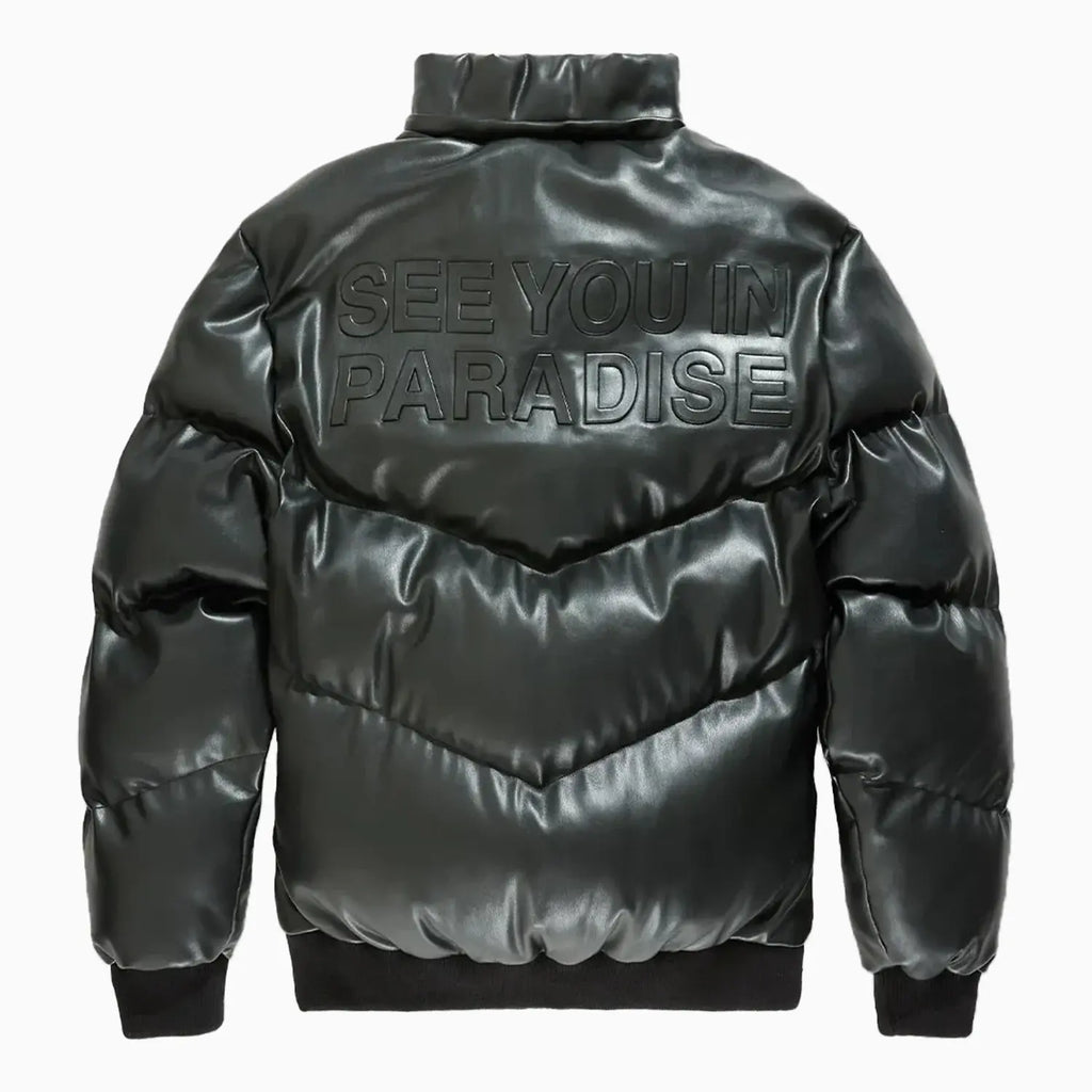 Chaqueta de plumón de PU con relieve SYIP para hombre
