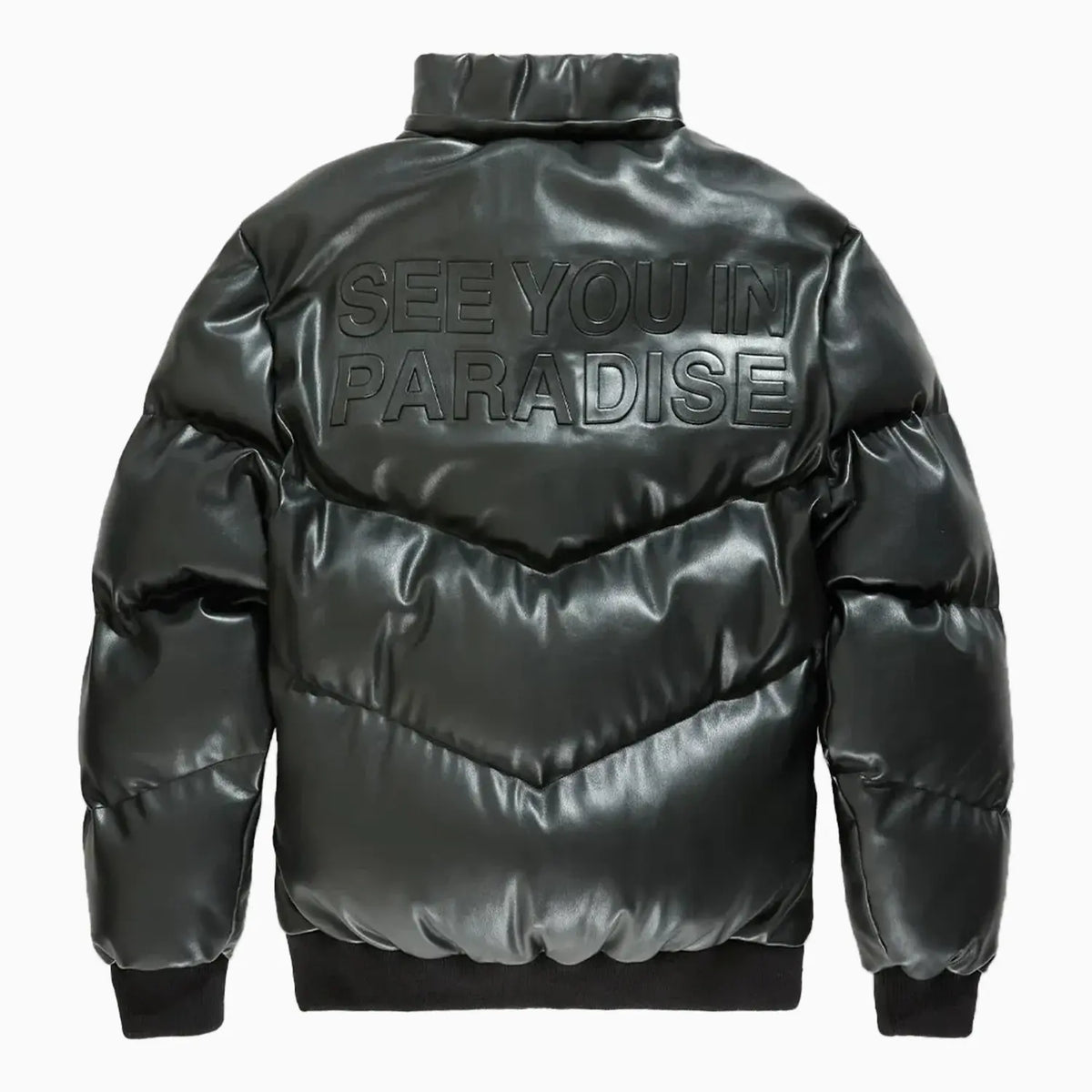 Chaqueta de plumón de PU con relieve SYIP para hombre