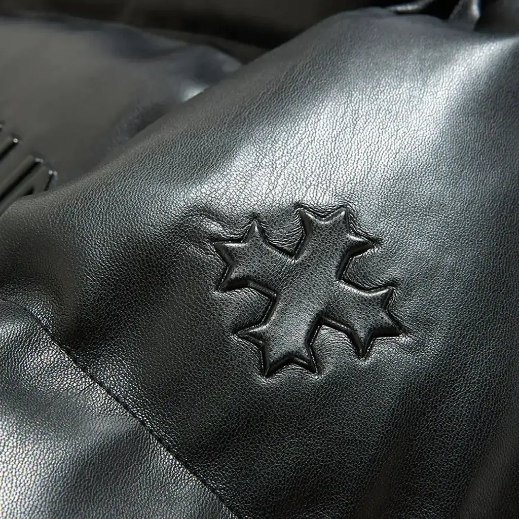Chaqueta de plumón de PU con relieve SYIP para hombre