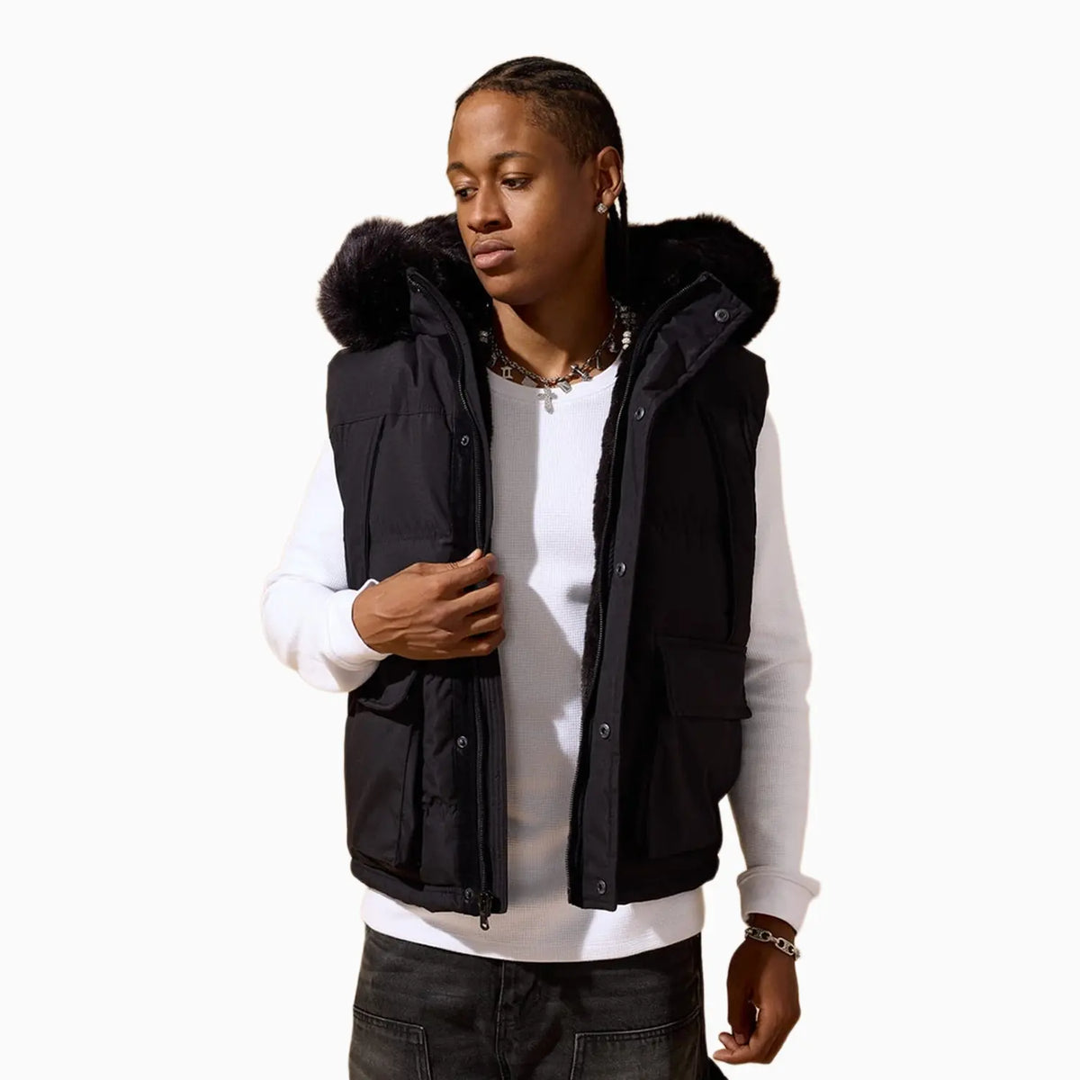 Men's Yukon Fur Lined Puffer Vest