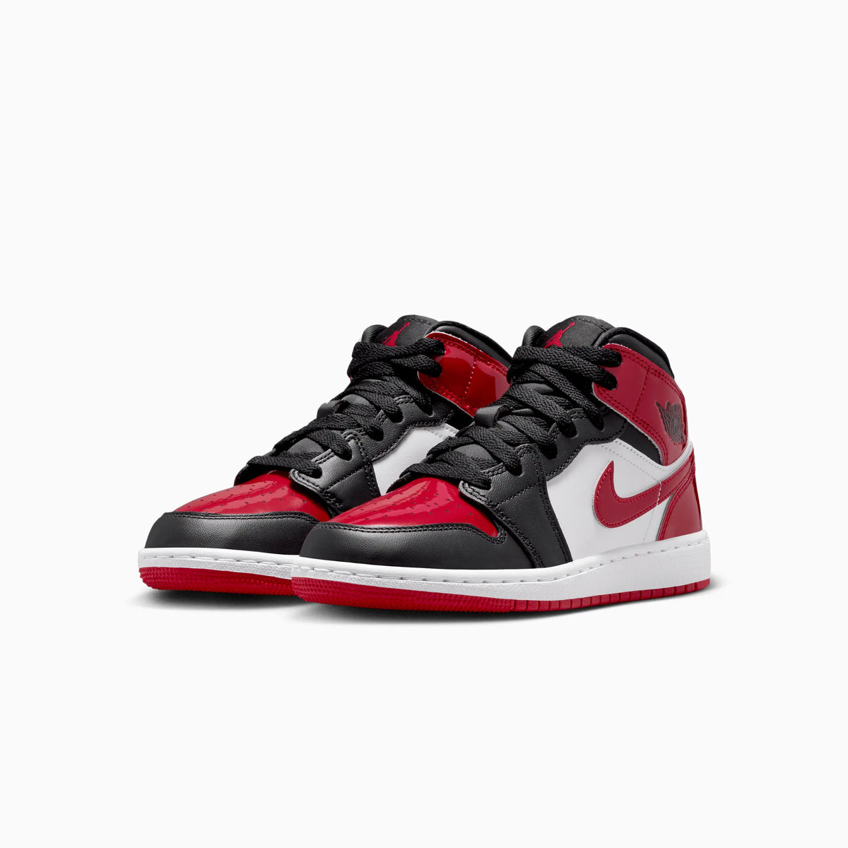 Kid's Air Jordan 1 Mid SE 'Patent Bred Toe' Grade School