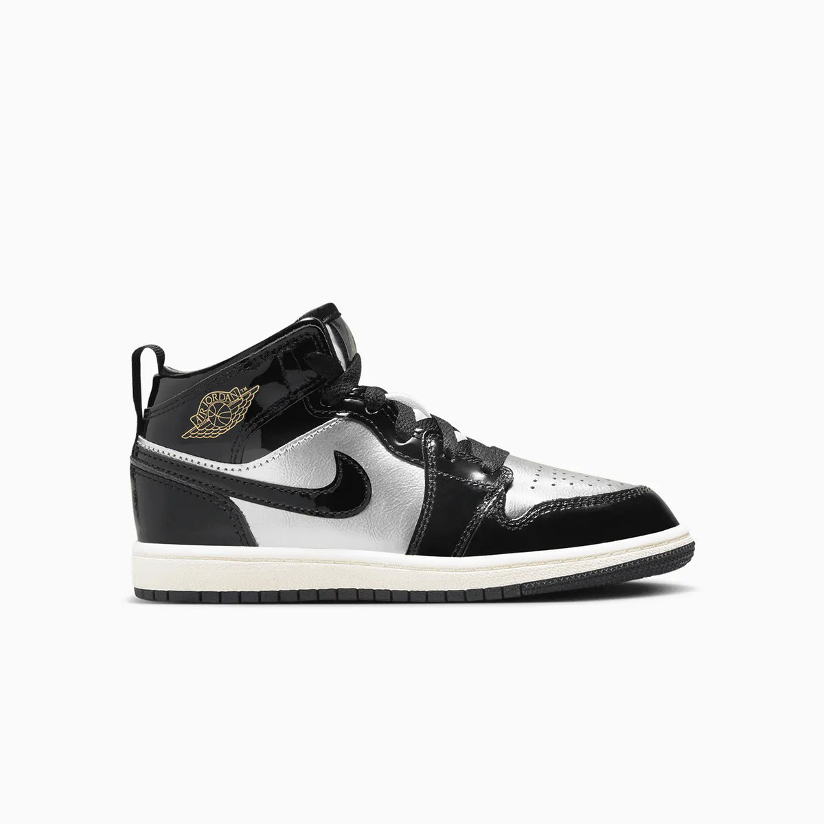 Kid's Air Jordan 1 Mid SE 'Black Metallic Silver' Pre School