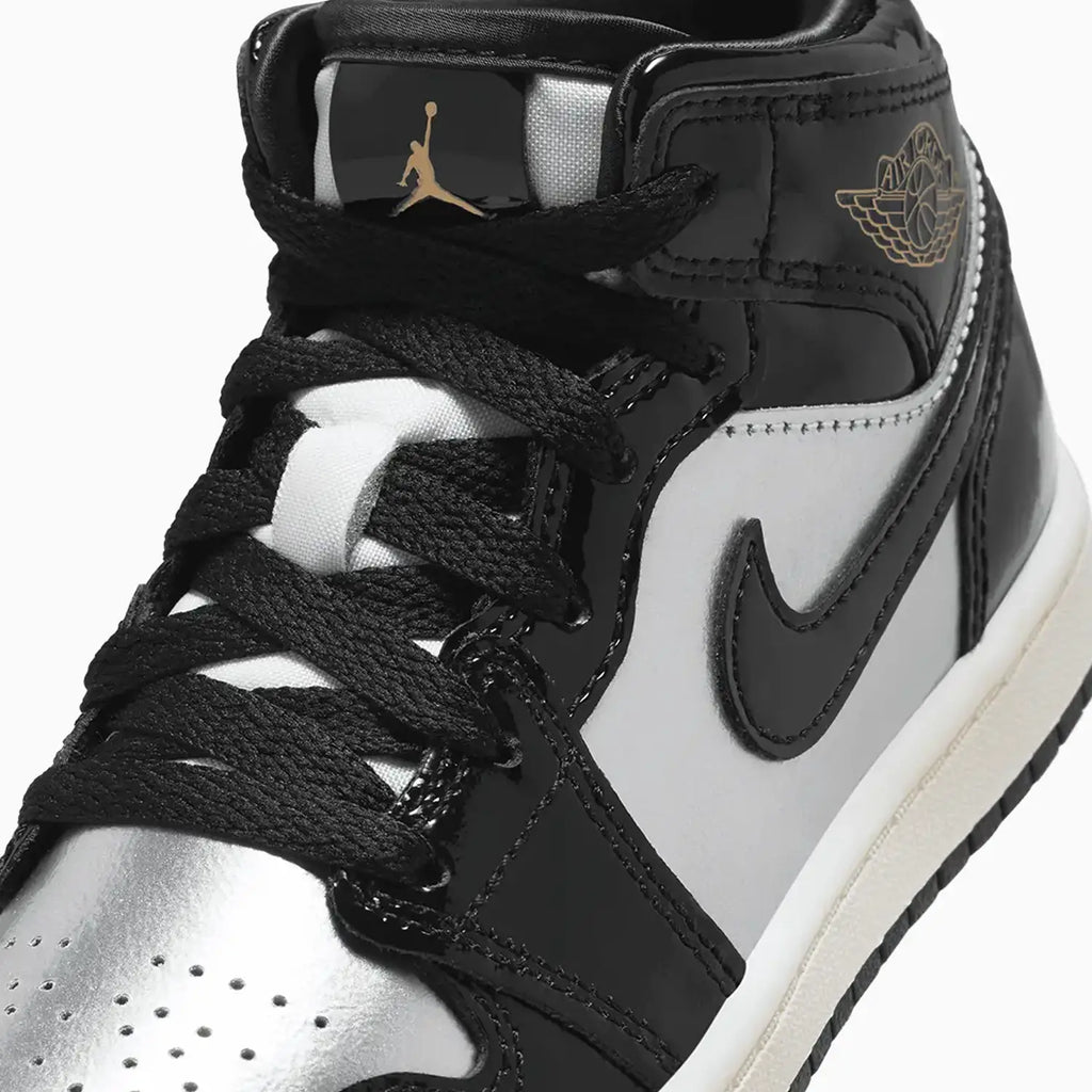 Jordan Enfant 1 Mid SE 'Black Metallic Silver' pour Jeune Enfant