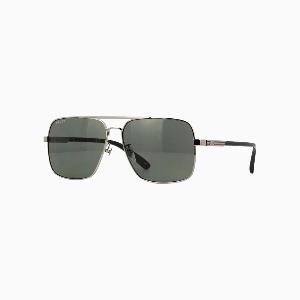 Lunettes de soleil pour homme Gucci en ruthénium brillant avec métal noir
