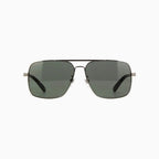 Lunettes de soleil pour homme Gucci en ruthénium brillant avec métal noir