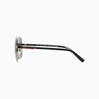 Lunettes de soleil pour homme Gucci en ruthénium brillant avec métal noir