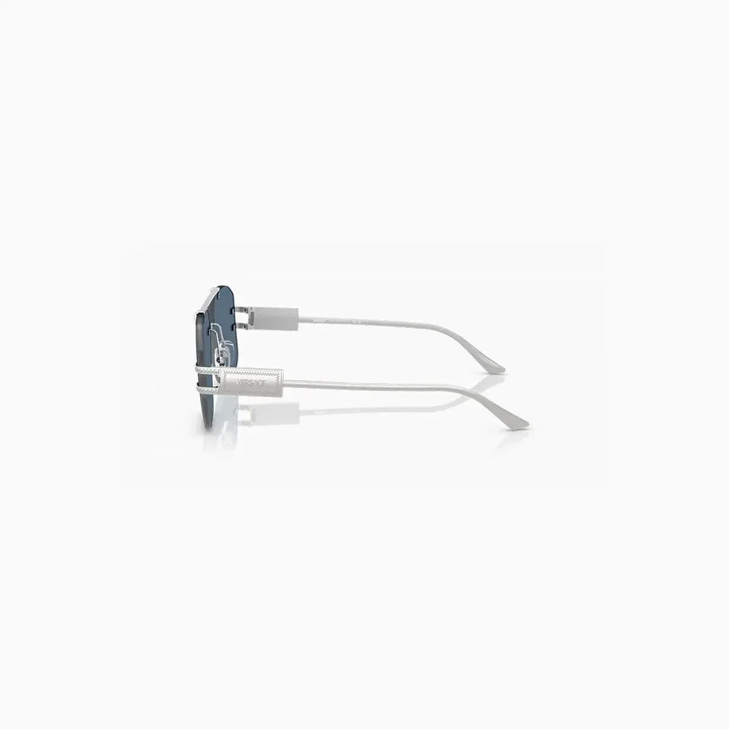 Lunettes de soleil pour homme Versace en métal argenté et bleu