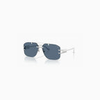 Lunettes de soleil pour homme Versace en métal argenté et bleu