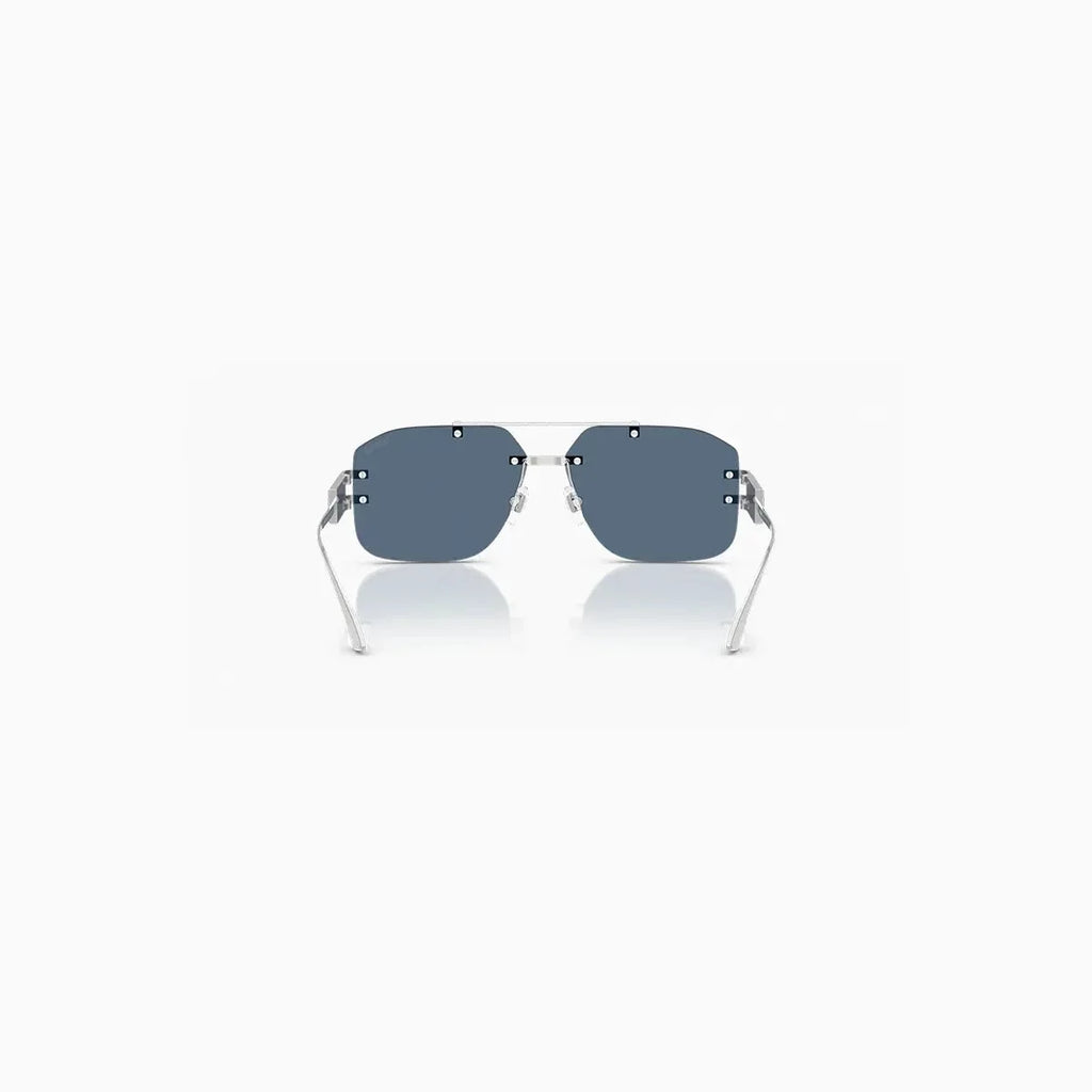 Lunettes de soleil pour homme Versace en métal argenté et bleu