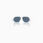 Lunettes de soleil pour homme Versace en métal argenté et bleu