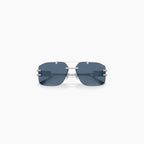 Lunettes de soleil pour homme Versace en métal argenté et bleu