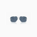 Lunettes de soleil pour homme Versace en métal argenté et bleu