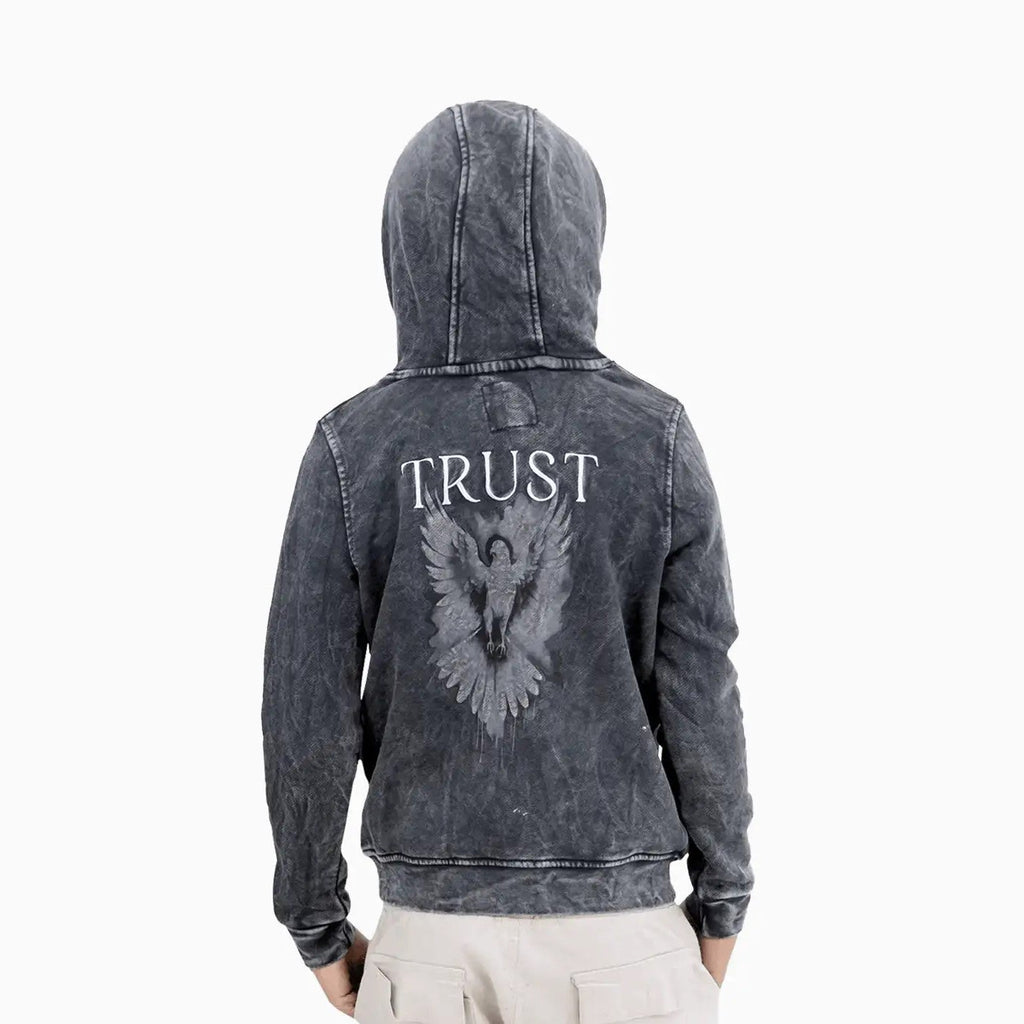 Sudadera con capucha Pull Over lavada con paloma para niños