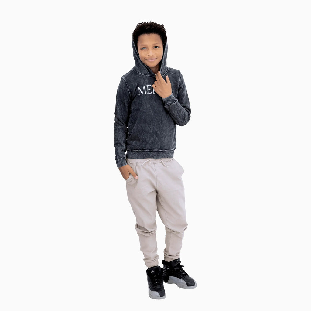 Sudadera con capucha Pull Over lavada con paloma para niños