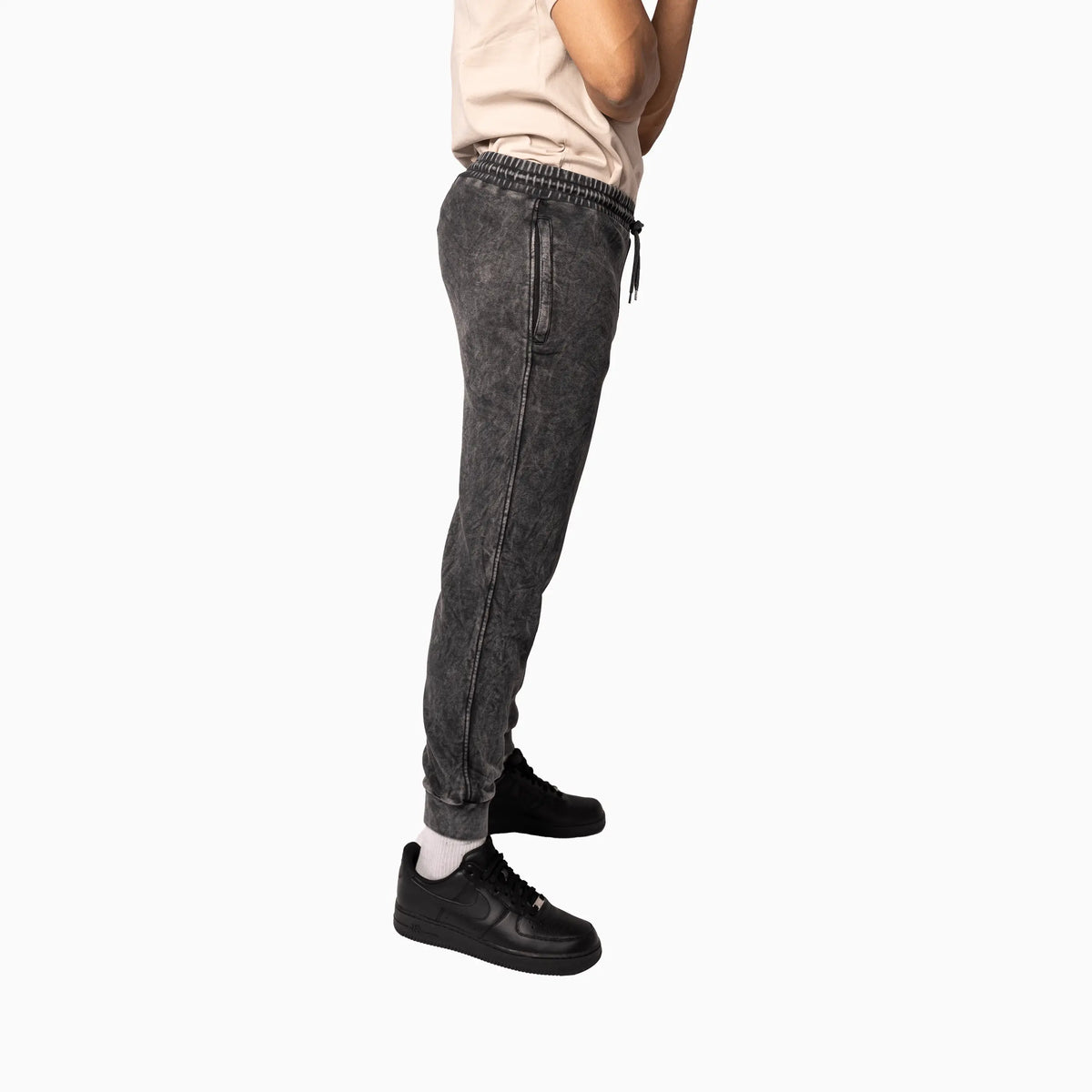 Men's Sportswear Washed Black Sweat Pant