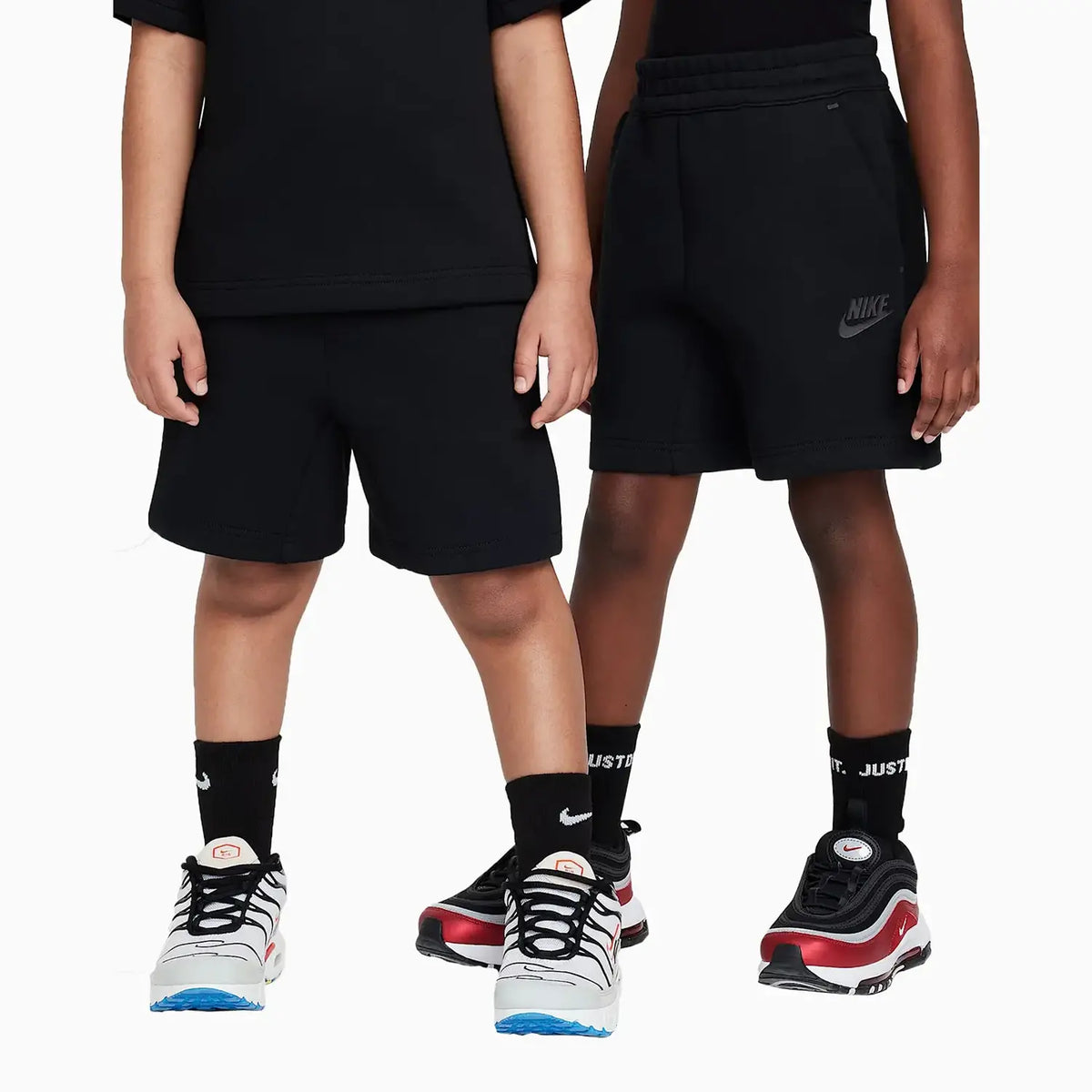 Conjunto de pantalones cortos de punto de 2 piezas de felpa técnica deportiva para niños
