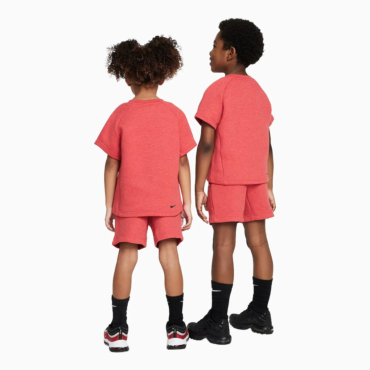 Conjunto de pantalones cortos de punto de 2 piezas de felpa técnica deportiva para niños