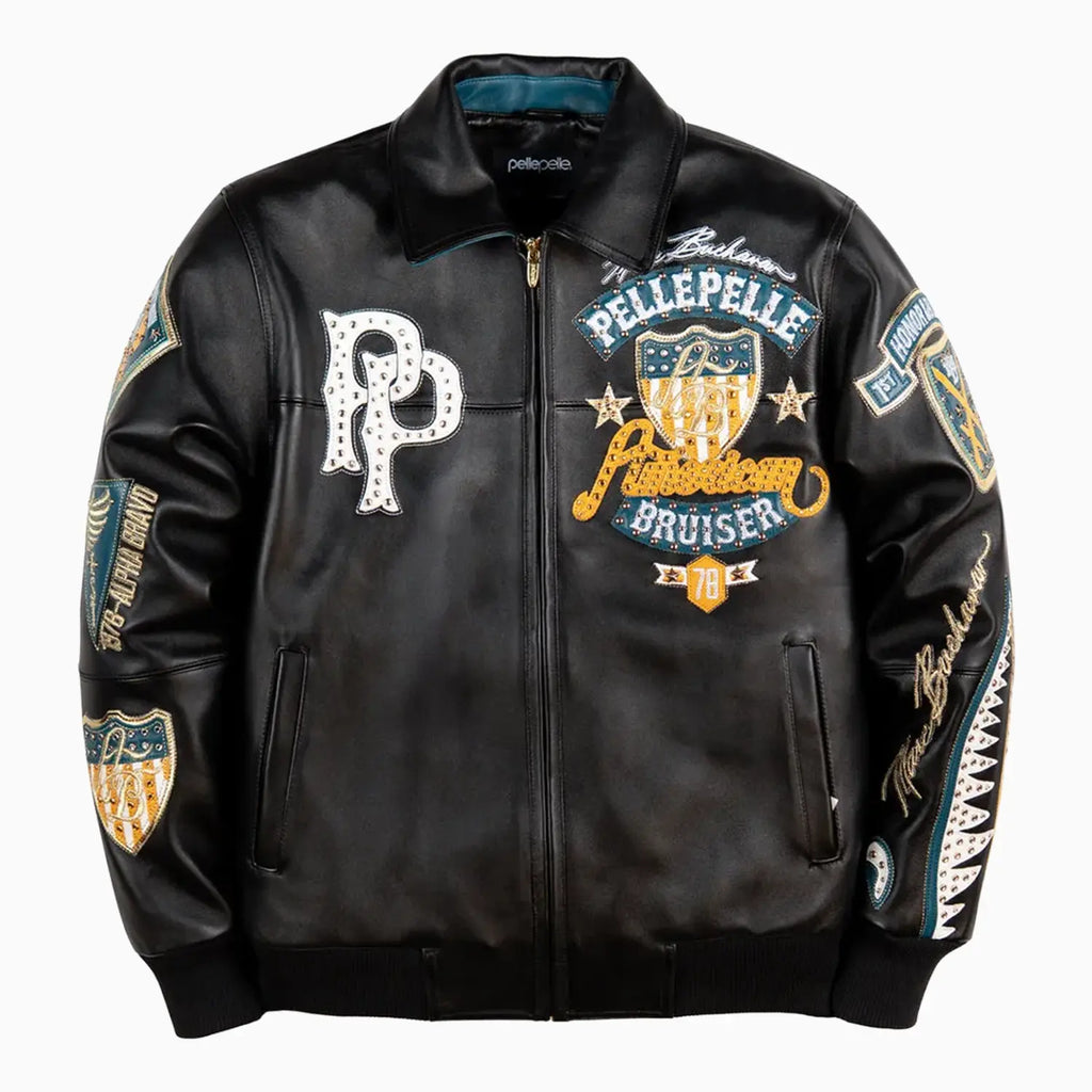 Chaqueta de cuero de felpa American Bruiser para hombre