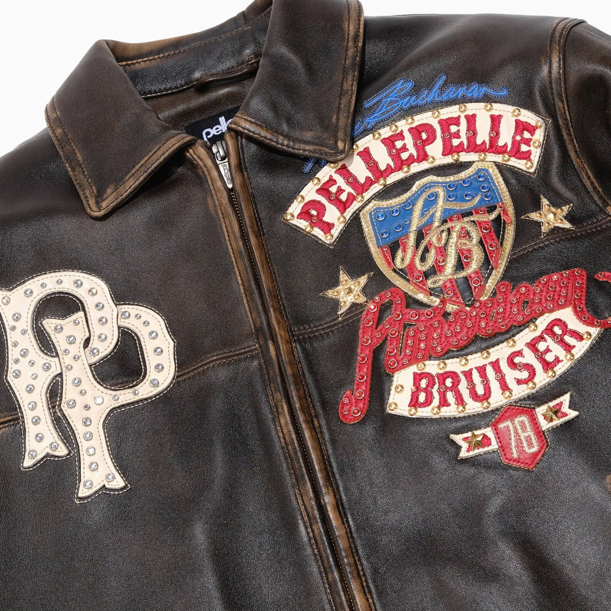 Chaqueta de cuero de felpa American Bruiser para hombre