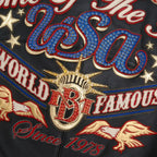 Chaqueta de cuero con la bandera de Estados Unidos para hombre