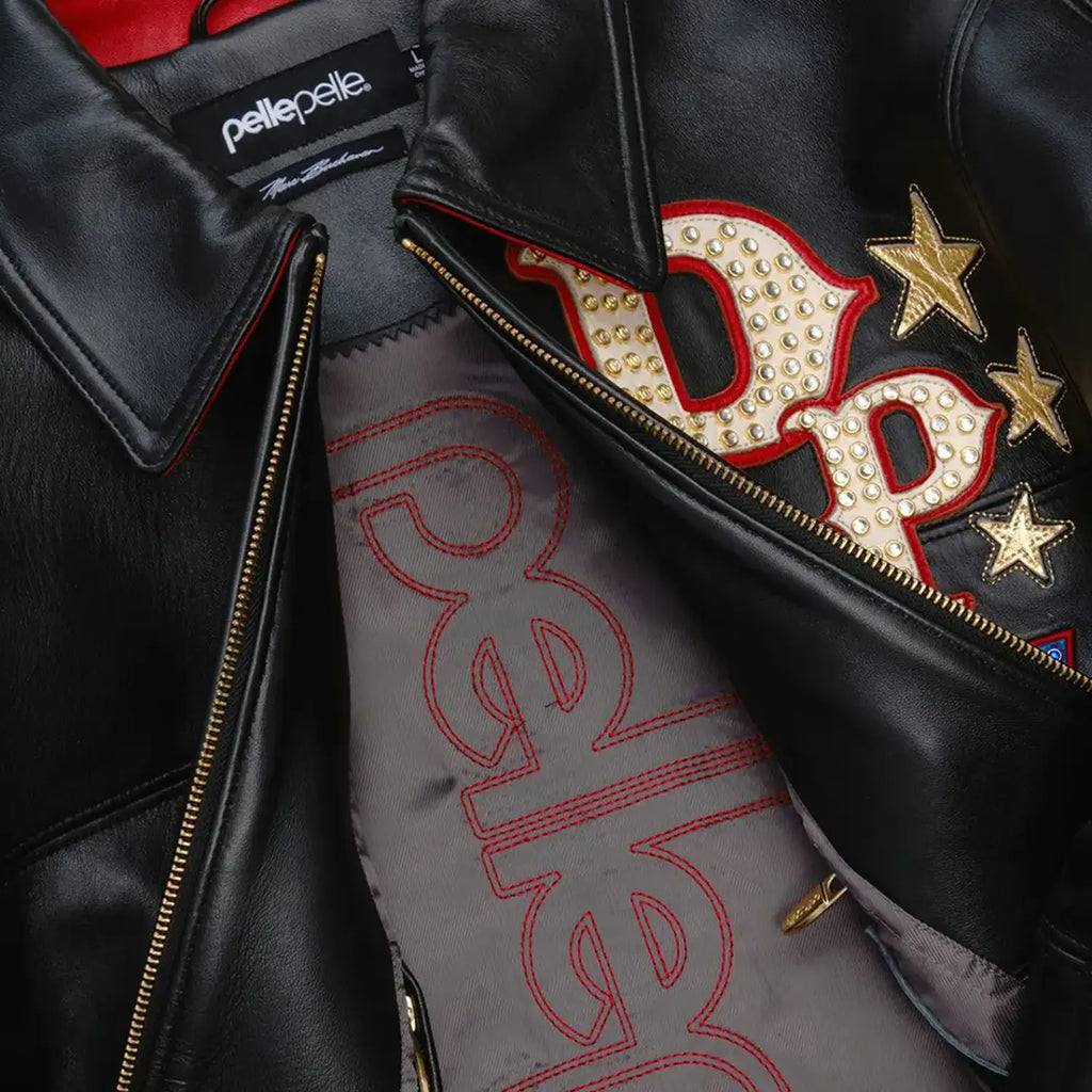 Chaqueta de cuero con la bandera de Estados Unidos para hombre
