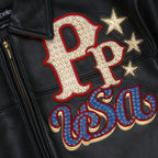 Chaqueta de cuero con la bandera de Estados Unidos para hombre