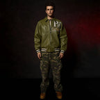 Chaqueta de cuero con la bandera de Estados Unidos para hombre