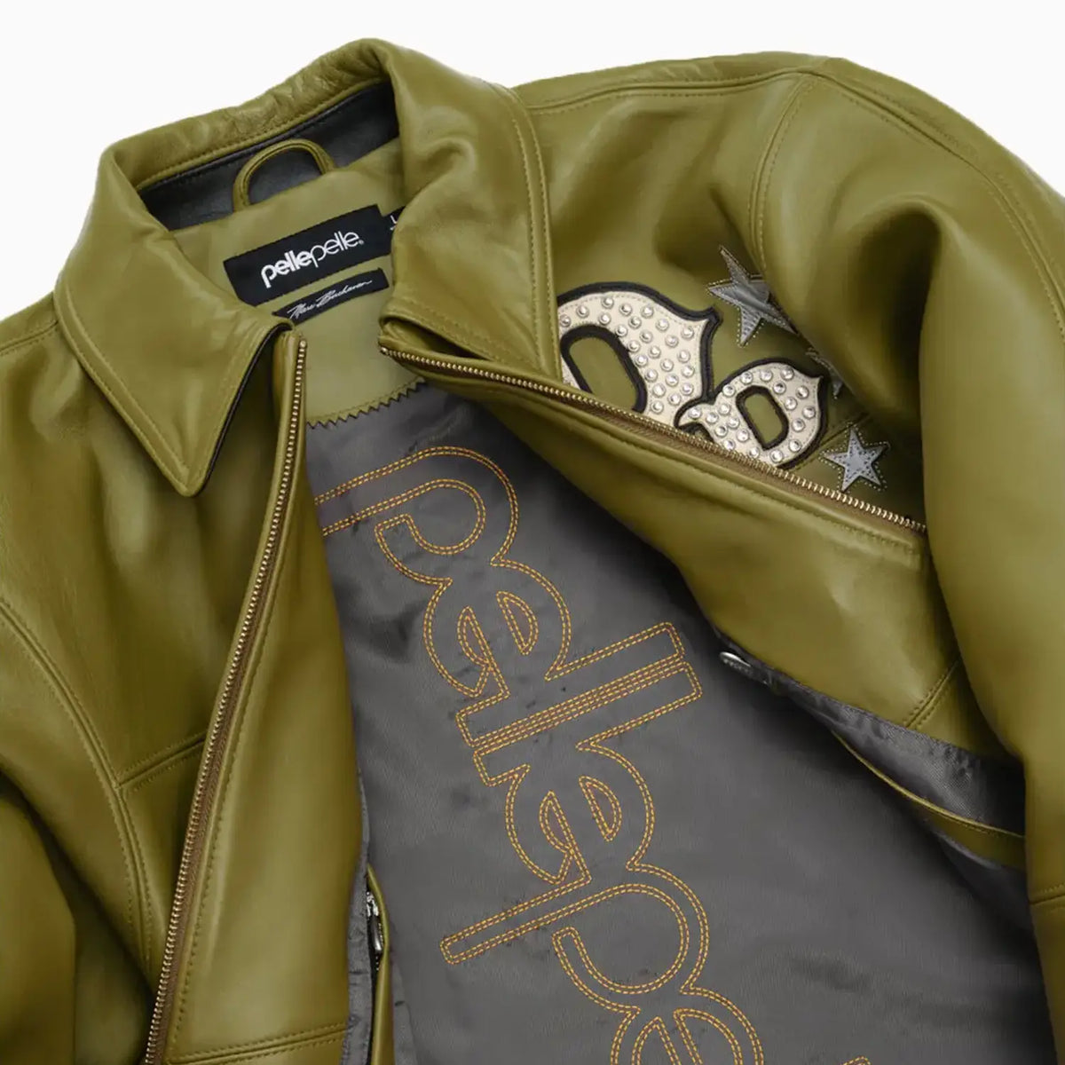 Chaqueta de cuero con la bandera de Estados Unidos para hombre