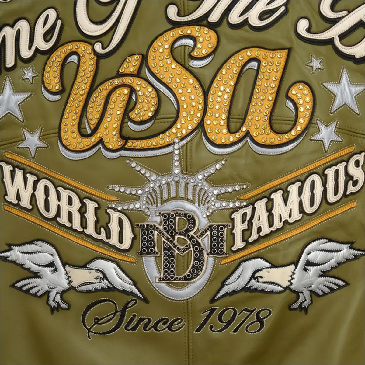 Chaqueta de cuero con la bandera de Estados Unidos para hombre