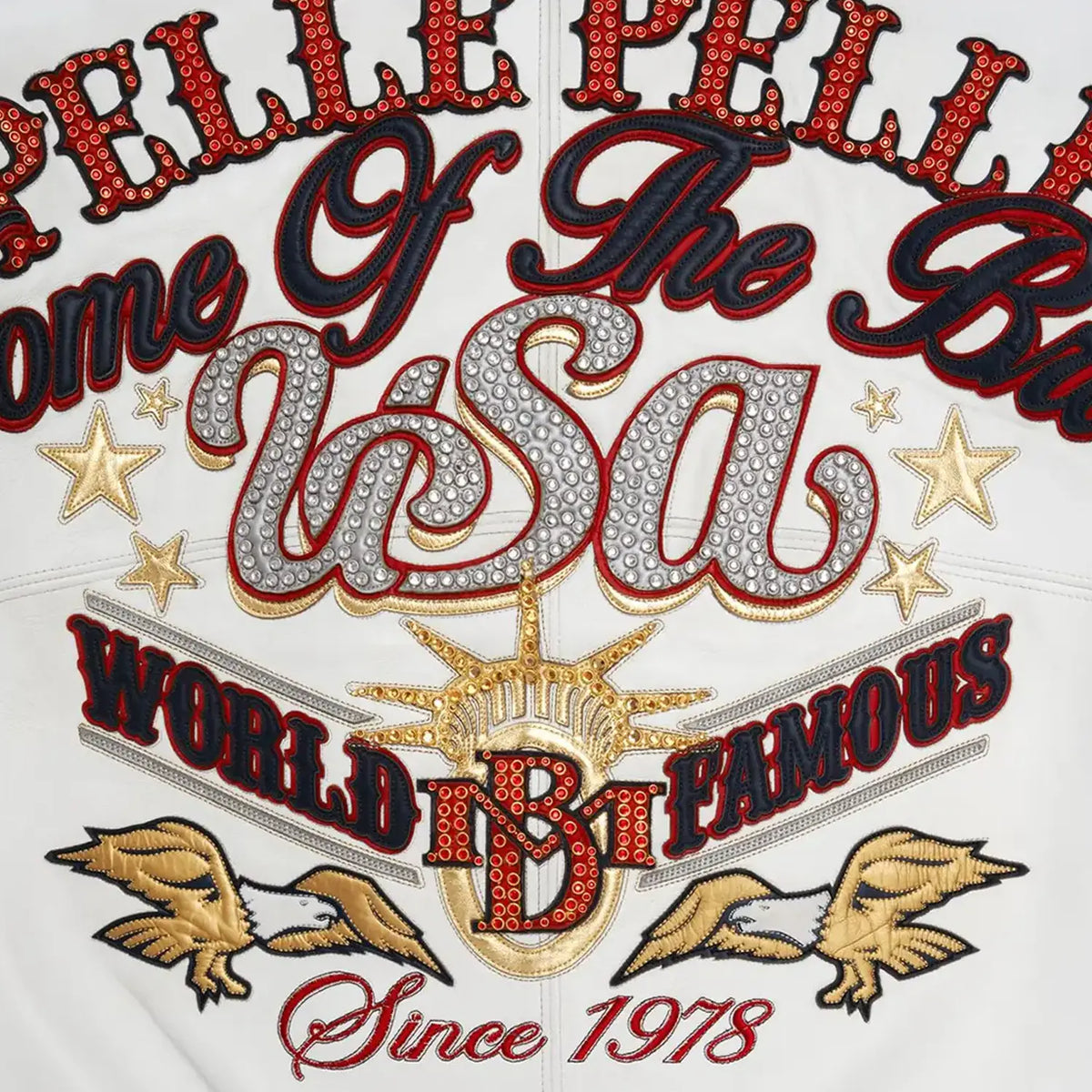 Chaqueta de cuero con la bandera de Estados Unidos para hombre