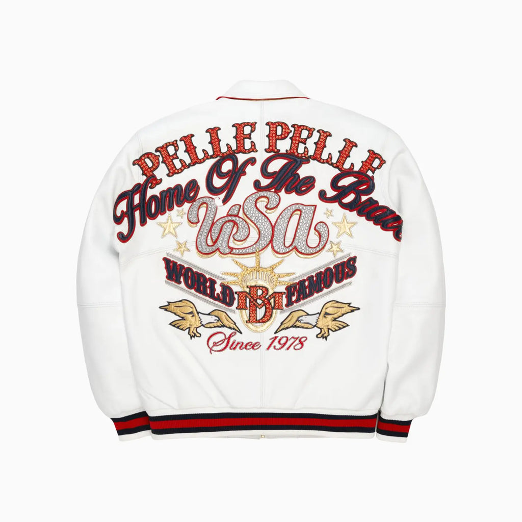 Chaqueta de cuero con la bandera de Estados Unidos para hombre