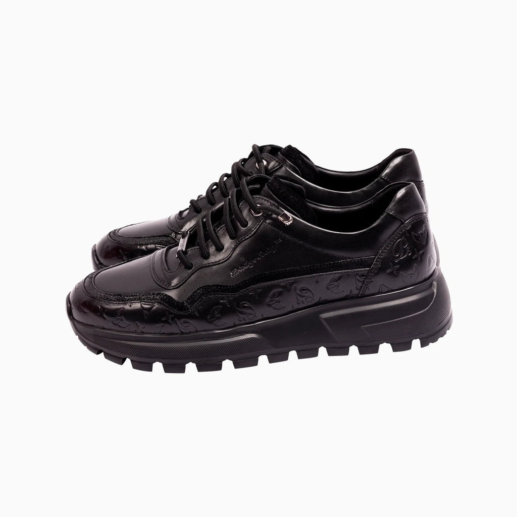 Baskets montantes monogrammées en cuir pour homme