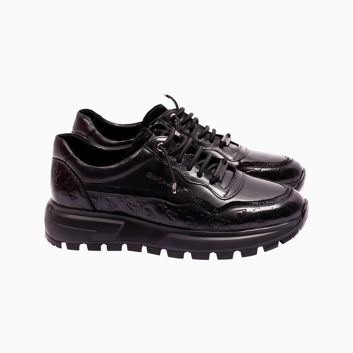 Baskets montantes monogrammées en cuir pour homme