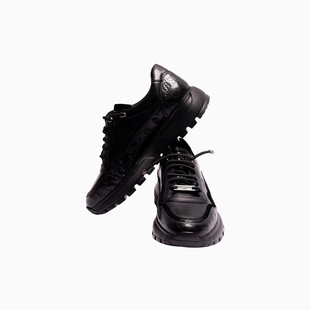 Baskets montantes monogrammées en cuir pour homme