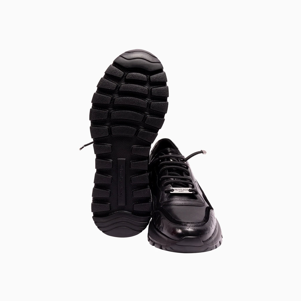 Baskets montantes monogrammées en cuir pour homme