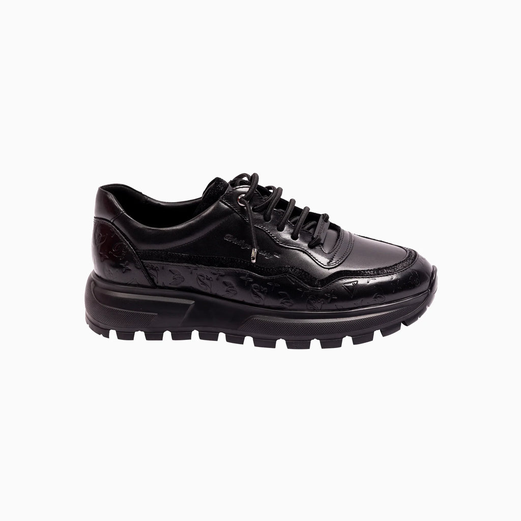 Baskets montantes monogrammées en cuir pour homme