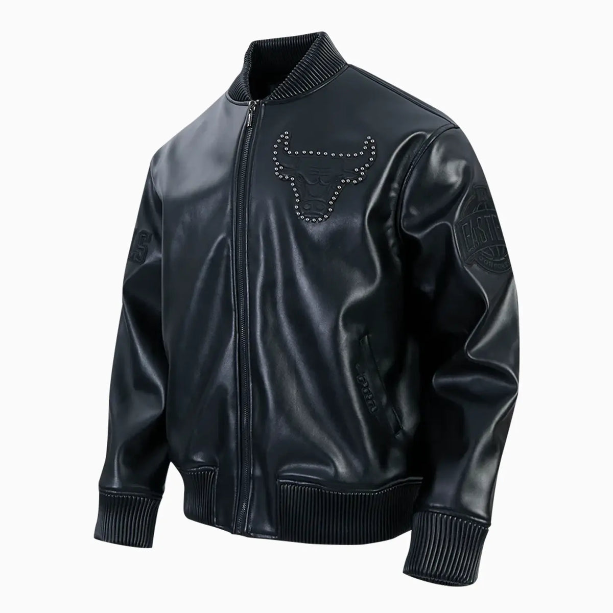 Men's Chicago Bulls Blackout Leather Varsity Jacket