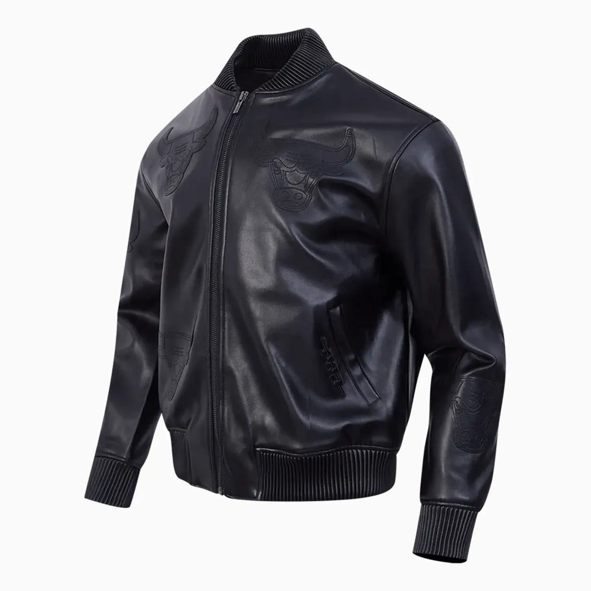 Chaqueta universitaria de cuero Washed Vanguard de los Chicago Bulls de la NBA para hombre