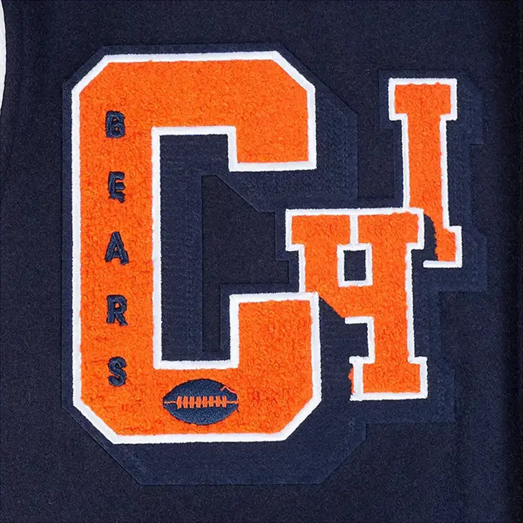 Chaqueta universitaria de lana acanalada de los Chicago Bears de la NFL para hombre