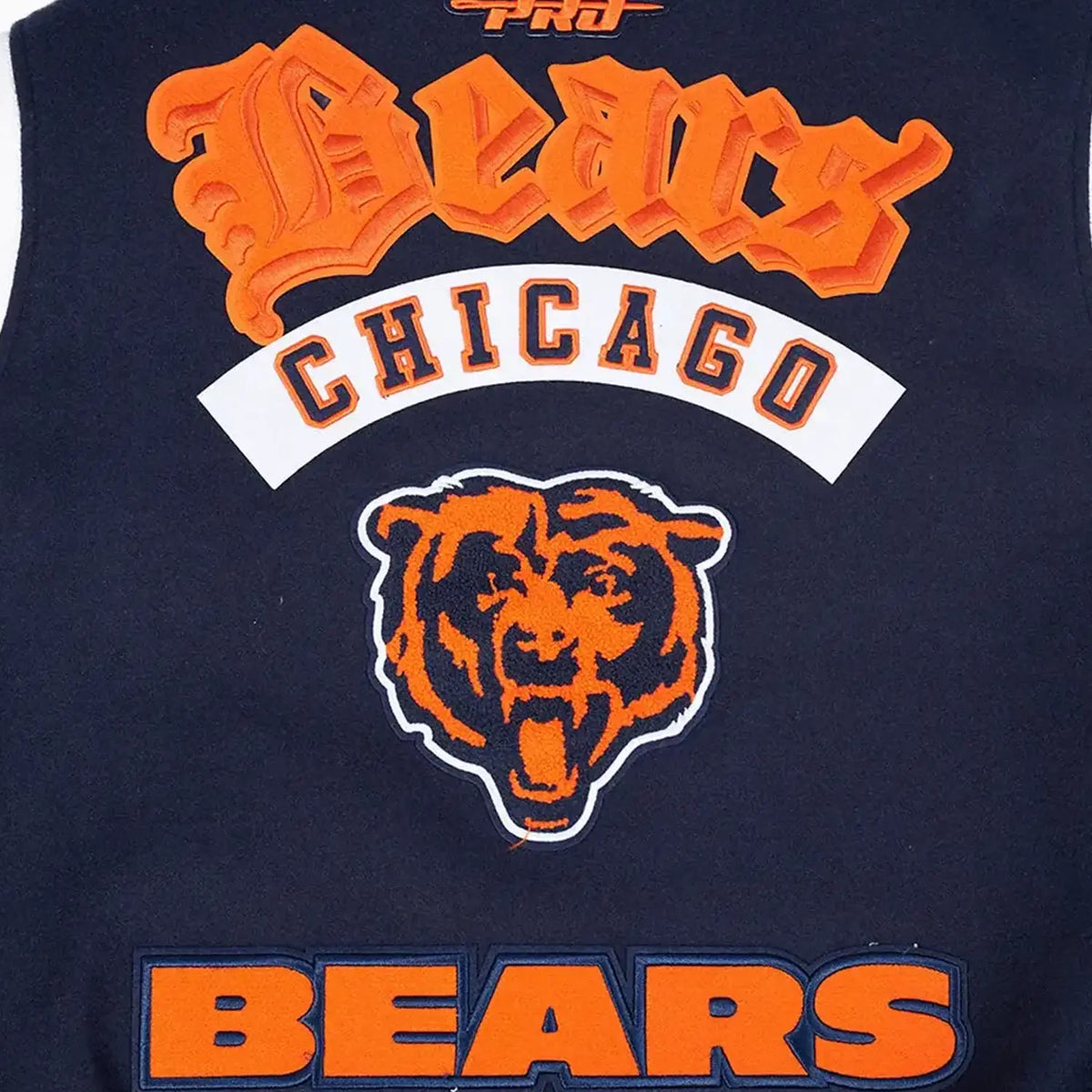 Chaqueta universitaria de lana acanalada de los Chicago Bears de la NFL para hombre