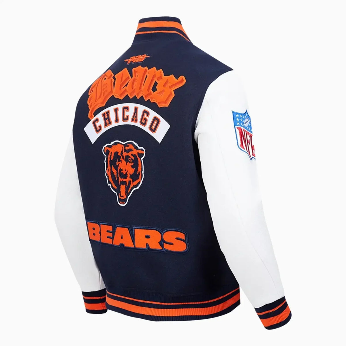 Chaqueta universitaria de lana acanalada de los Chicago Bears de la NFL para hombre