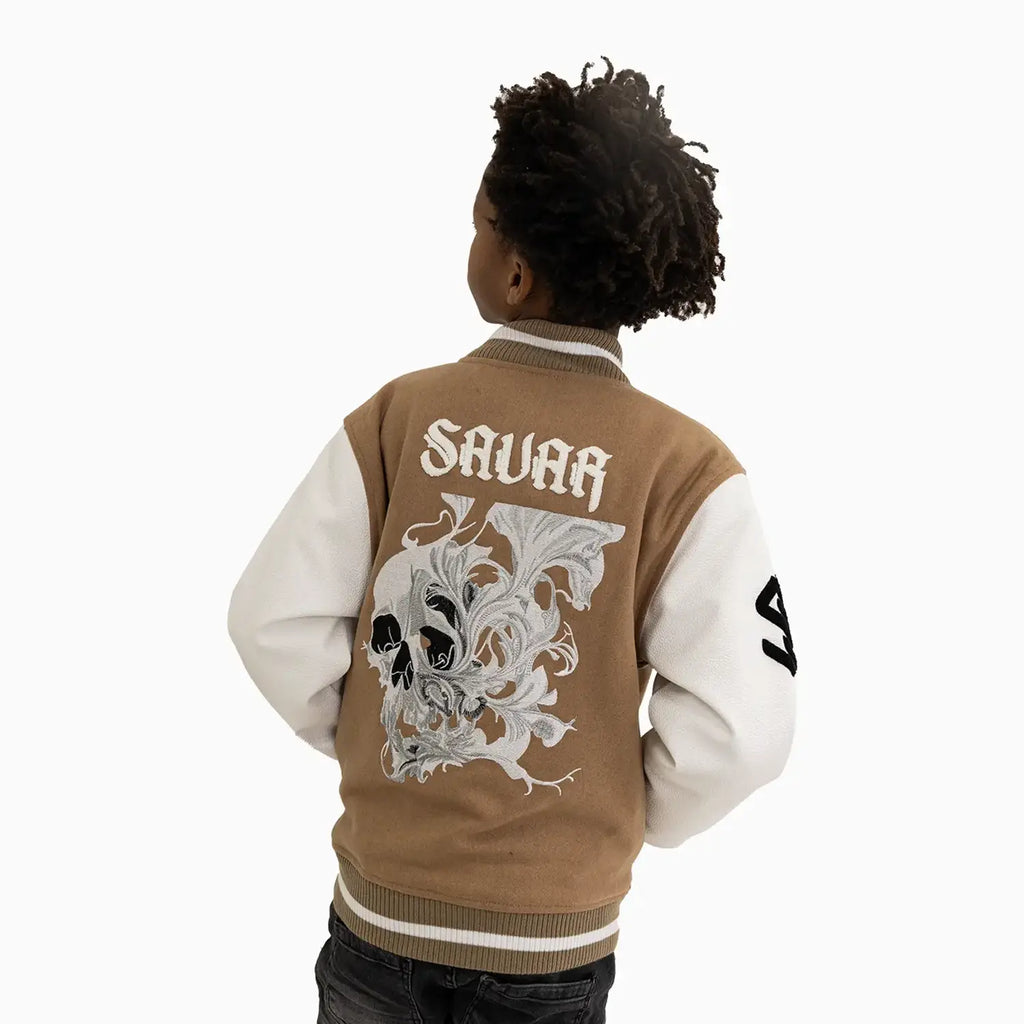 Blouson teddy en laine avec tête de mort enfant