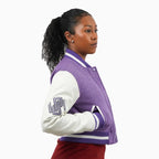 Chaqueta universitaria clásica de lana para mujer