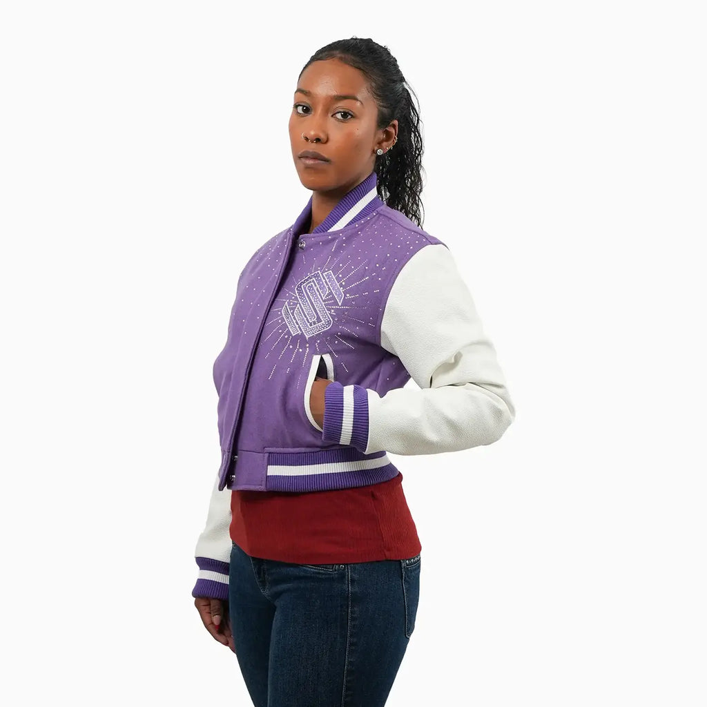 Chaqueta universitaria clásica de lana para mujer