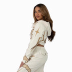 Women¡¯s Oatmeal Cropped Tracksuit - Famous | Online Store