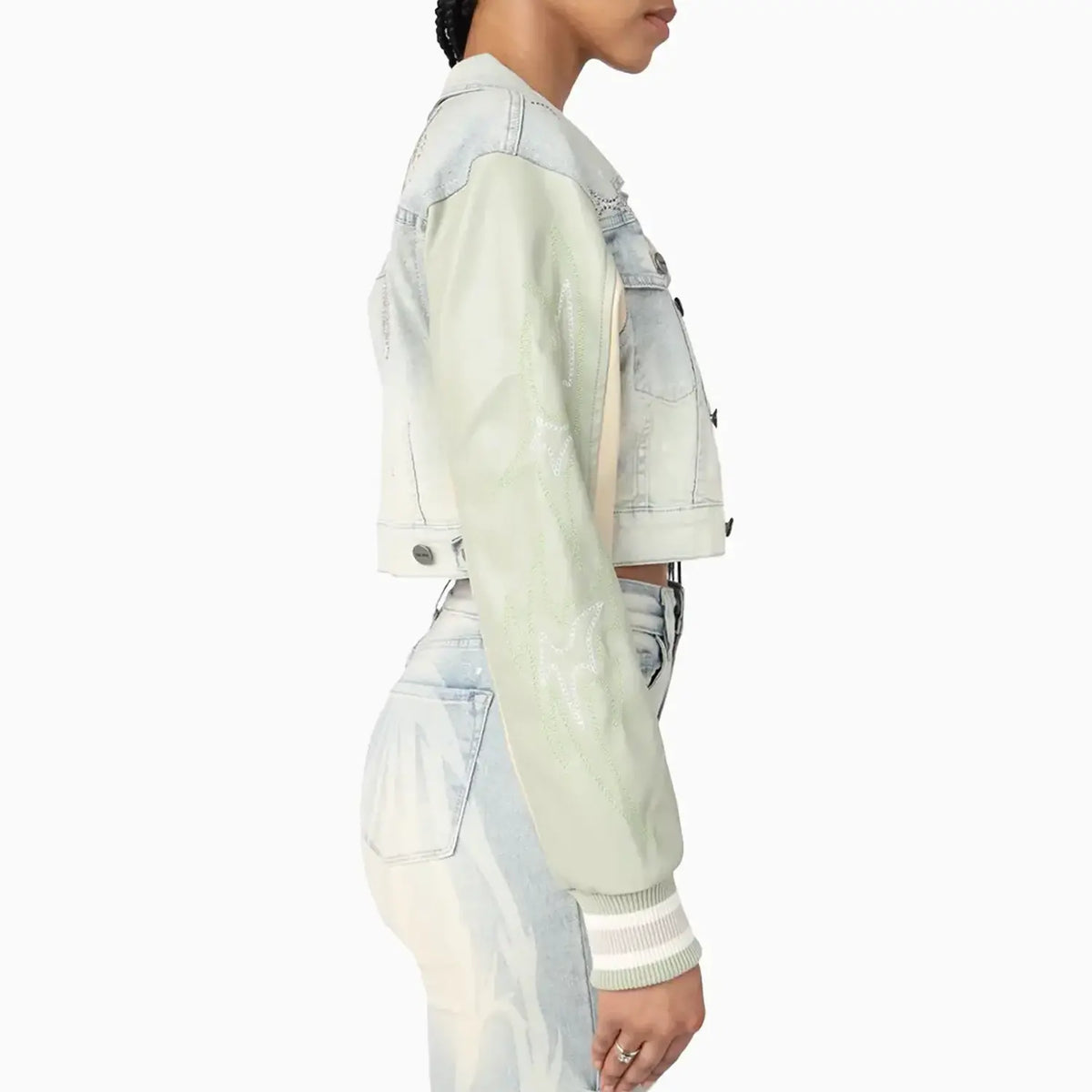 Women's Cropped Rhinestone Jean Outfit