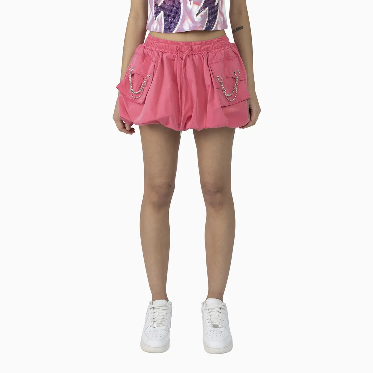 Women's Fitted Rhinestone Cropped T-Shirt and Skirt Outfit