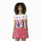 Women's Fitted Rhinestone Cropped T-Shirt and Skirt Outfit